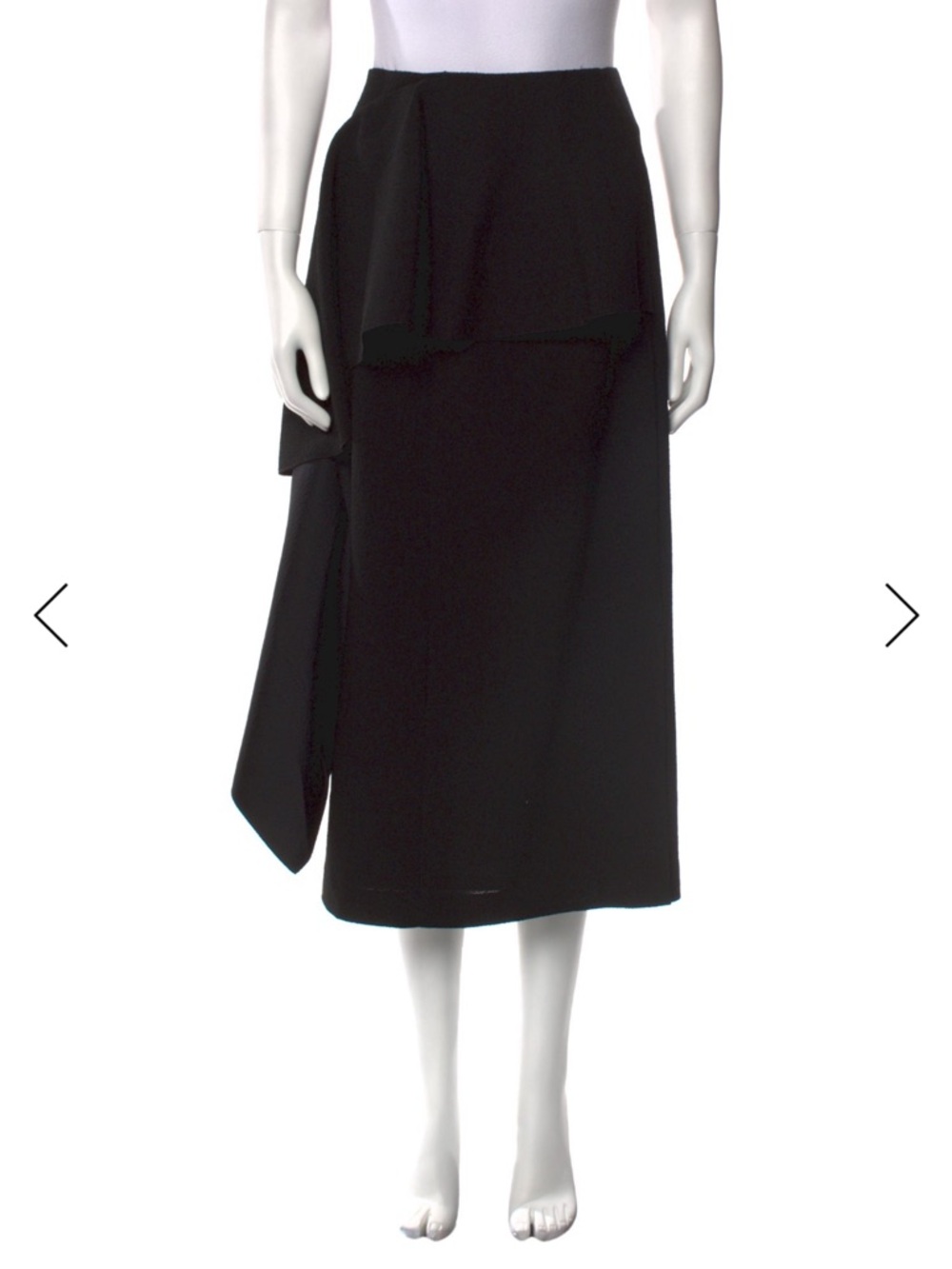 REJINA PYO Black Draped Midi Skirt ruffle classy rare